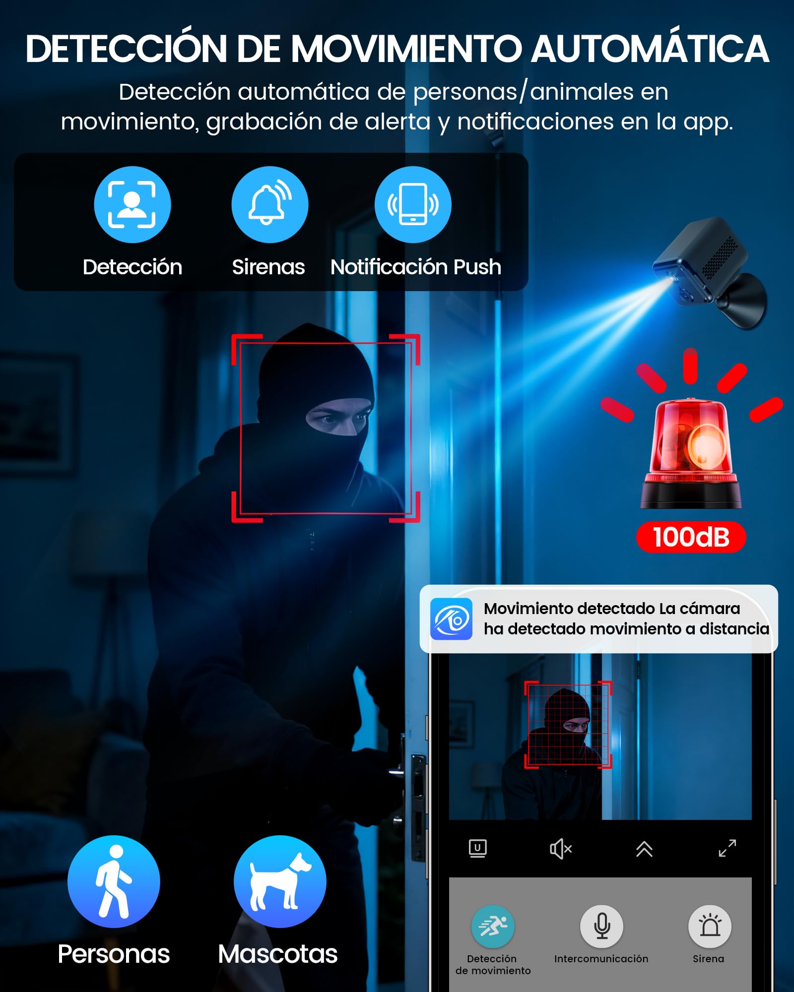 WeChip 2K HD Mini Cámara Vigilancia WiFi Interior Cámara con Vision Nocturna, Detección de Movimiento, App Móvil, Audio de 2 Vías, 21 Días de Batería