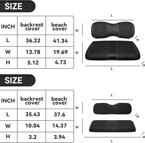 Miniatura 3 de Fundas de asiento delantero y trasero para carrito de golf EZGO TXTRXVClub Car DSPrecedentYamaha G29 OEM Cojín de asiento ordinario, cuero de vinilo