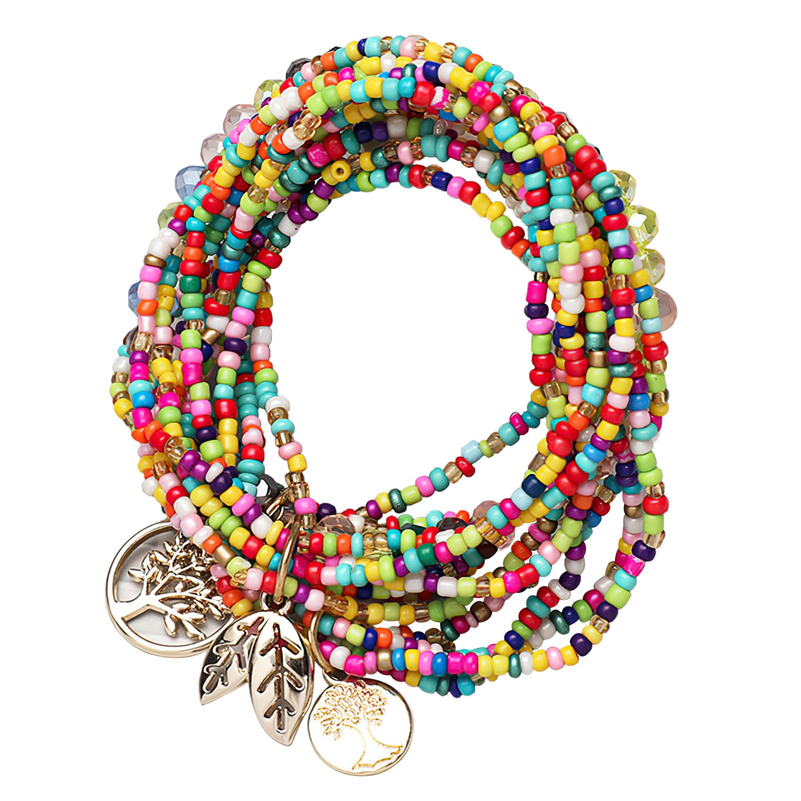 ZuisytmPack of 13 Bohemian Bracelets for Women Men Unisex Adjustable Stretch Bracelets for Boyfriend Brothers Sisters Parents Daughter Son