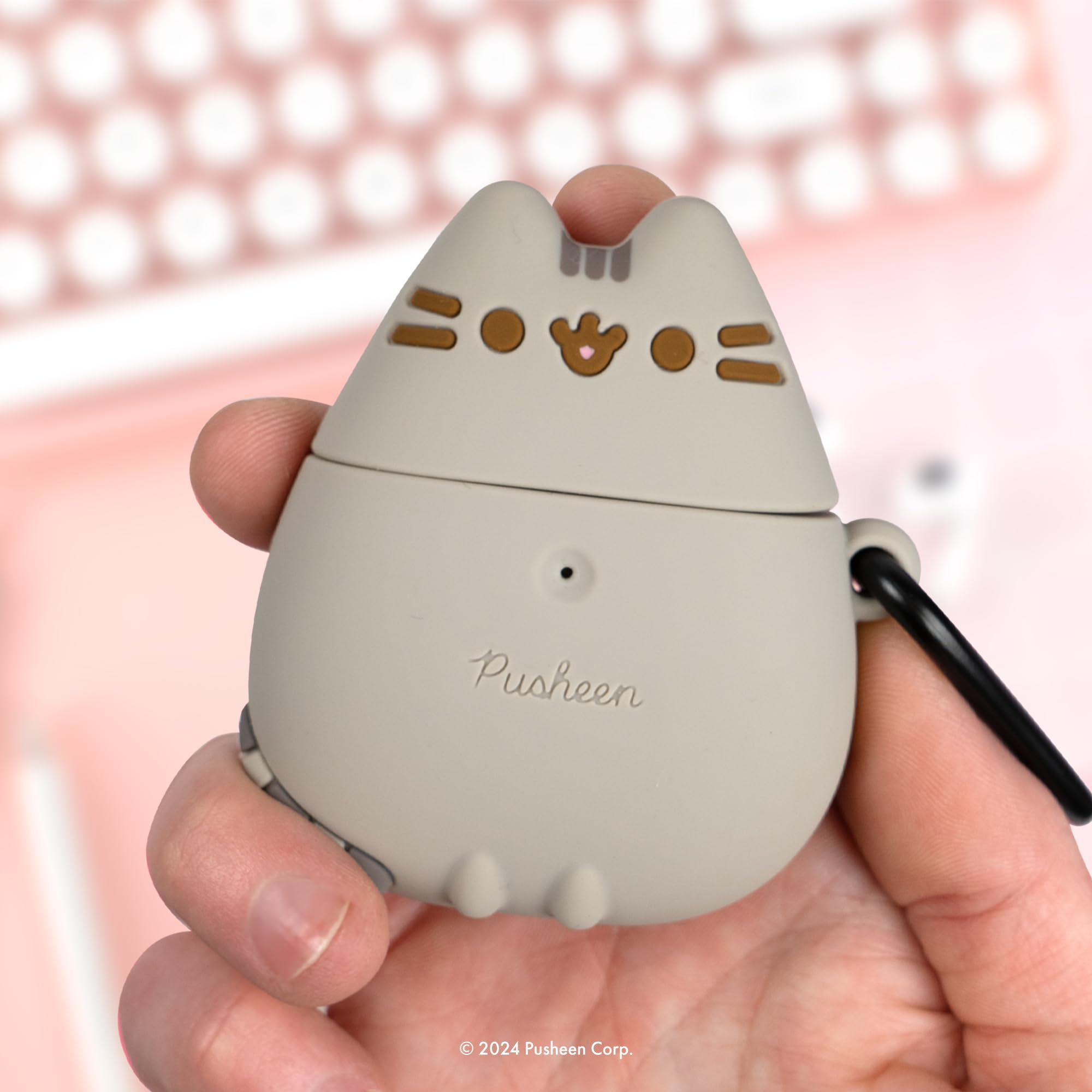 iFace x Pusheen Cafeシリーズ シリコン保護カバー Apple AirTag [かわいいキャラクターケース] [カラビナキーチェーン, image size:2000x2000