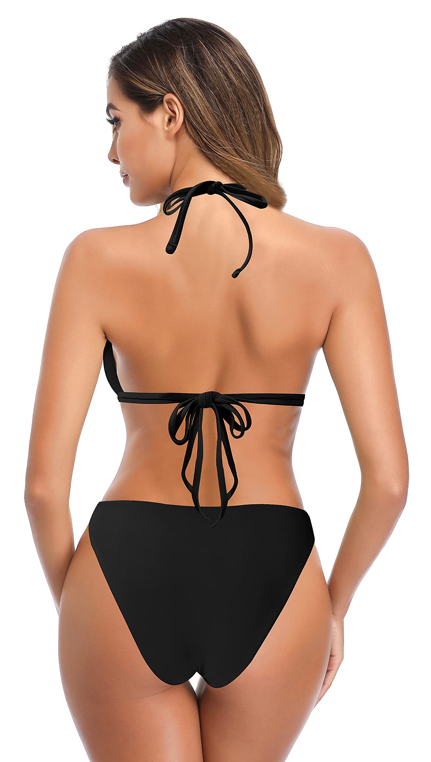 SHEKINI Costume da Bagno Donna Due Pezzi Imbottito Halter Regolabile Bikini Top Bikini da Donna Vita Bassa Triangolo Bikini Fondo da Spiaggia