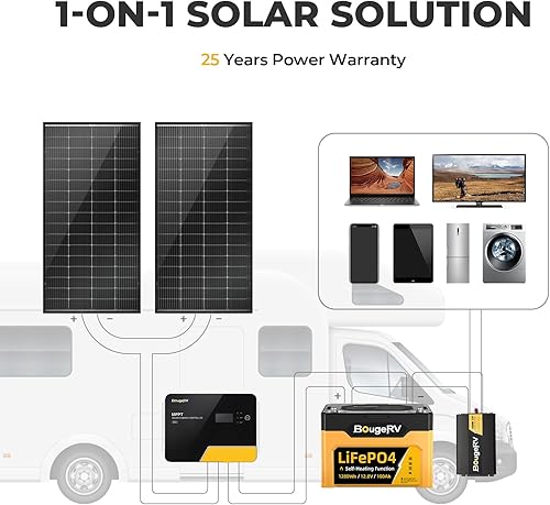 Miniatura 7 de BougeRV Bifacial - Panel solar mono de celda 9BB de 100 vatios, 23% módulo monocristalino de alta eficiencia, funciona con cargador de 12 voltios