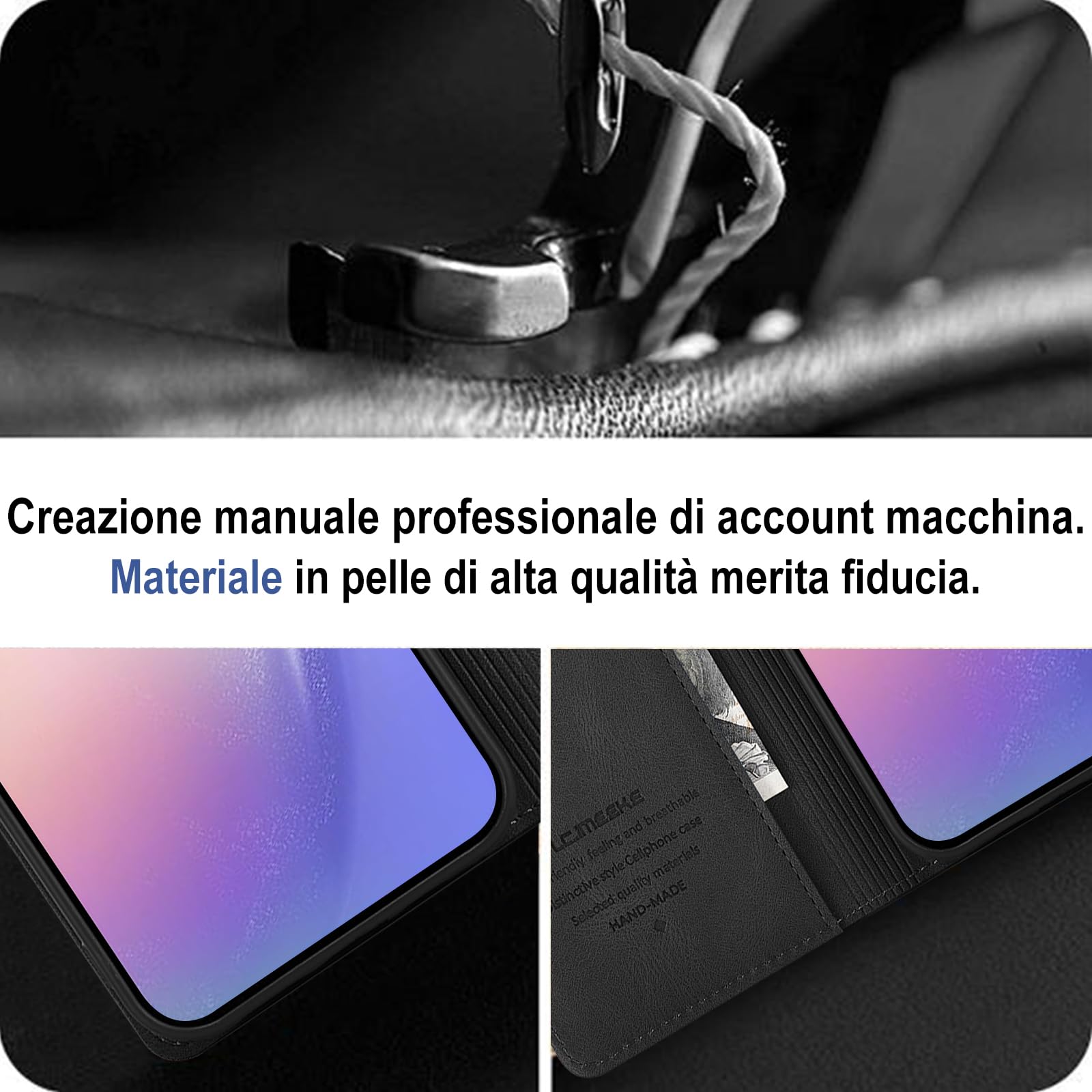 Giyer Cover per Samsung Galaxy A54 5G Custodia con Vetro Temperato, Premium Pelle PU Portafoglio Slot per Scheda RFID Antifurto Funzione Supporto Flip Case, Antiurto per Samsung A54 5G Cover (Nero)