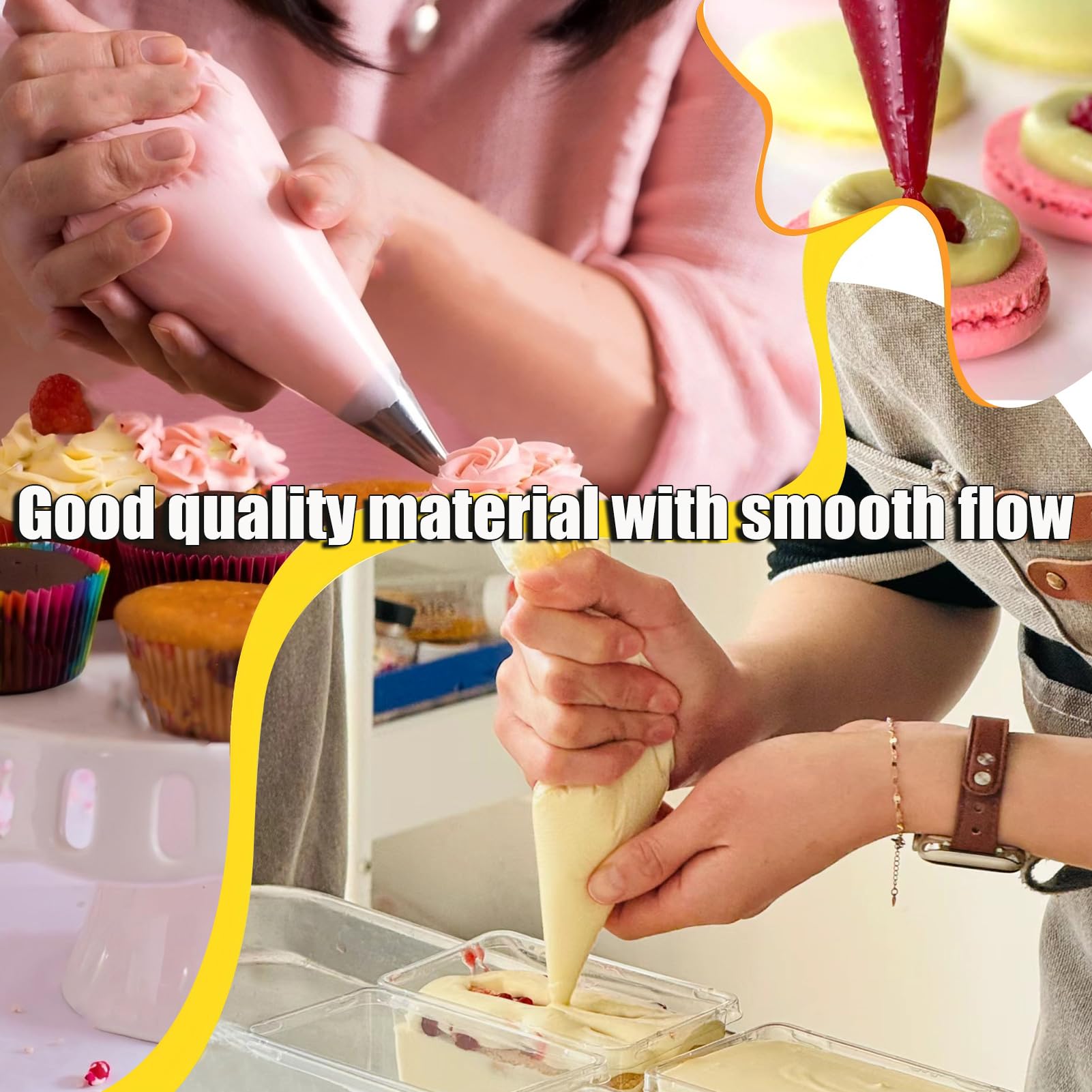 Bolsas pasteleras sin puntas de 45,7 cm para glaseado real, bolsas grandes de 26 pulgadas, bolsas de glaseado gruesas y antideslizantes desechables