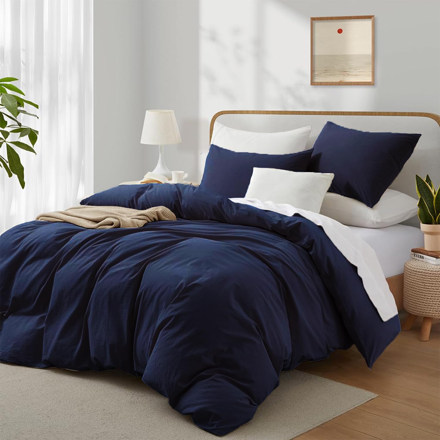 Boqingzhu Bettwäsche 155x220 cm Baumwolle 3-Teilig, ÖKO-TEX, Blau