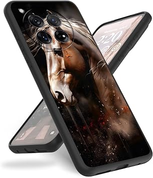 Case for OnePlus 12 Phone Case,Slim Anti-Scratch Shockproof Durable Black Silicone Protective Cover Case for OnePlus 12 5G 2024,Cute Horse