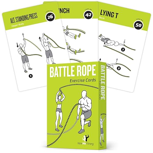 Battle Rope Exercise Cards for Home Workouts, Set of 62