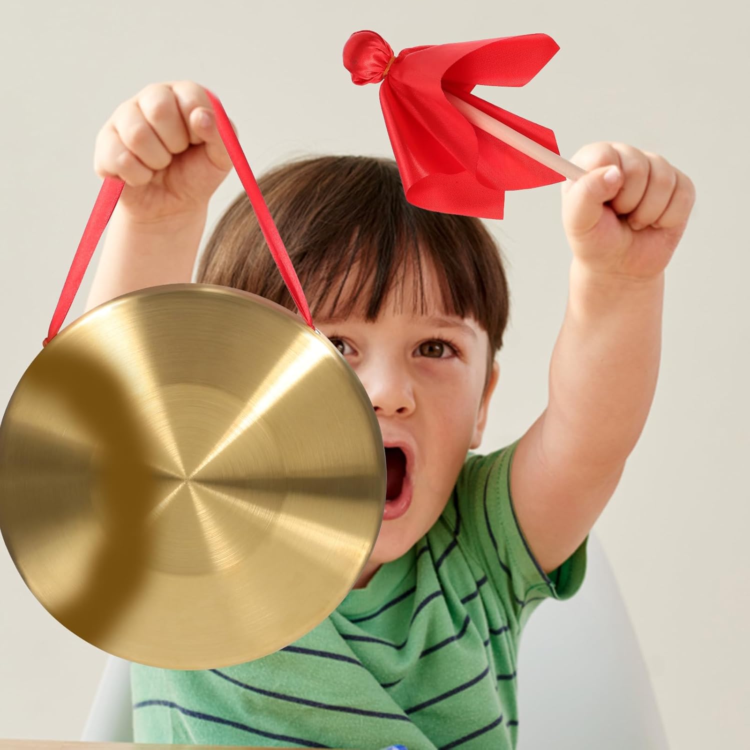 1set Copper Gong and Cymbals Hand Gong with Mallet and Cymbals Chinese Percussion Instruments for School Orchestra and Personal Performance