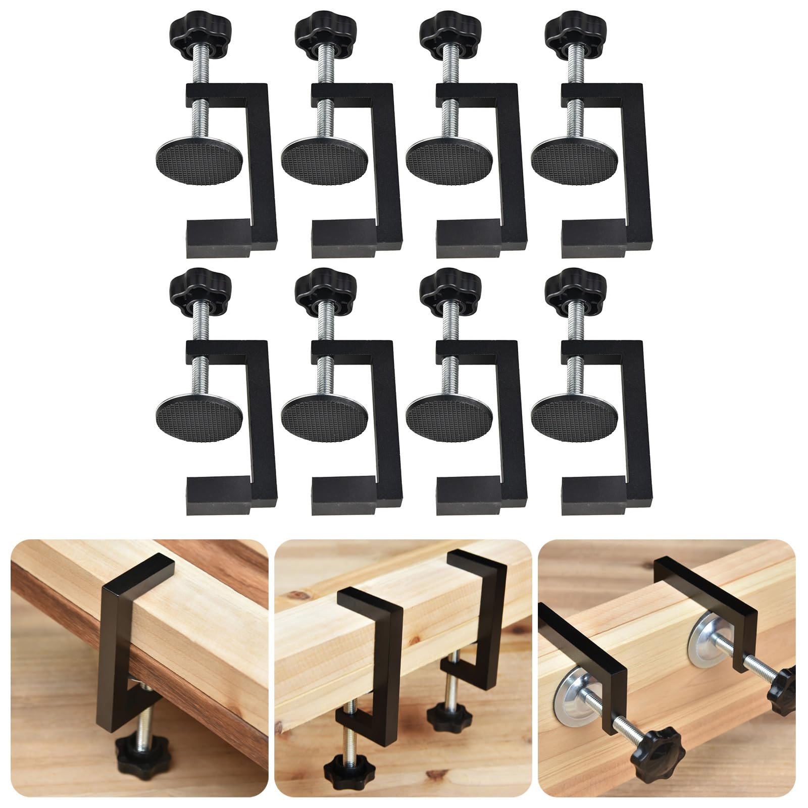 Set Of 8 Multifunctional C Clamps With Anti Scratch Rubber Pads For Woodworkers And Welders Construction Woodwork Tasks