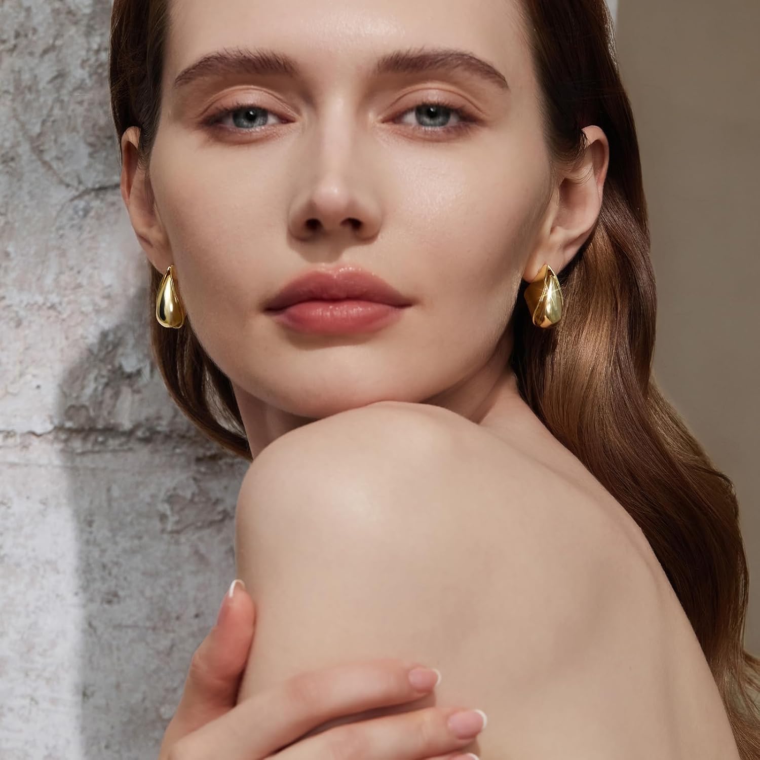 Cicy Bell Womens 14k Gold Plated Earrings Teardrop Chunky Gold Elegant Stud Post Earrings Trendy Jewelry for Lover Mom Friends - Image 5