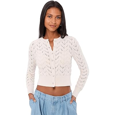 Free People Pretty In Pointelle Cardi ivory