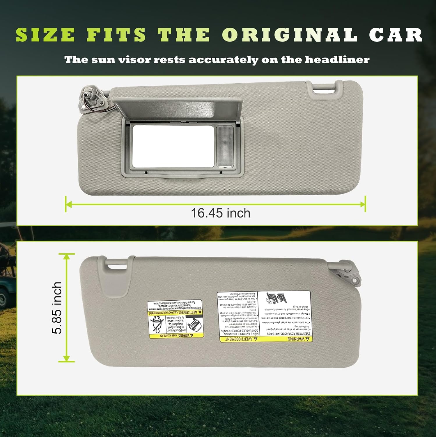 Sun Visor Replacement Fits for Nissan Titan 2004-2024 for QX56 Armada 2004-2014 Sunshade with Vanity Light for 96401EZ10B (Left Driver Side (Grey))