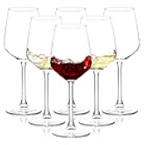 Wine Glasses Set of 6, 12oz Clear Red/White Wine Glasses, Long Stem Glasses for Party, Wedding and Home