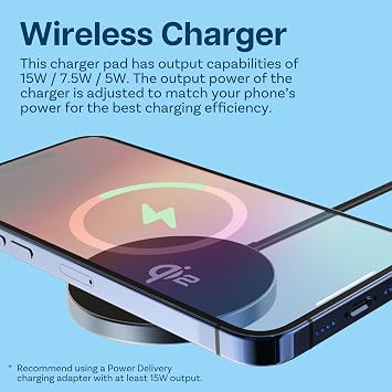 MMOBIEL Magnetic Wireless Charger 15W Qi2 Certified Wireless Charging Pad for MagSafe iPhone and Samsung Charging Station for AirPods and Galaxy Buds Qi2 Fast Charger Black