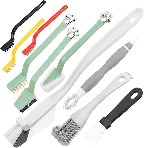 Juego de 10 cepillos de limpieza de cocina, cepillo de latón para estufa de gas de limpieza profunda, cepillos de nailon para fregadero de cocina,