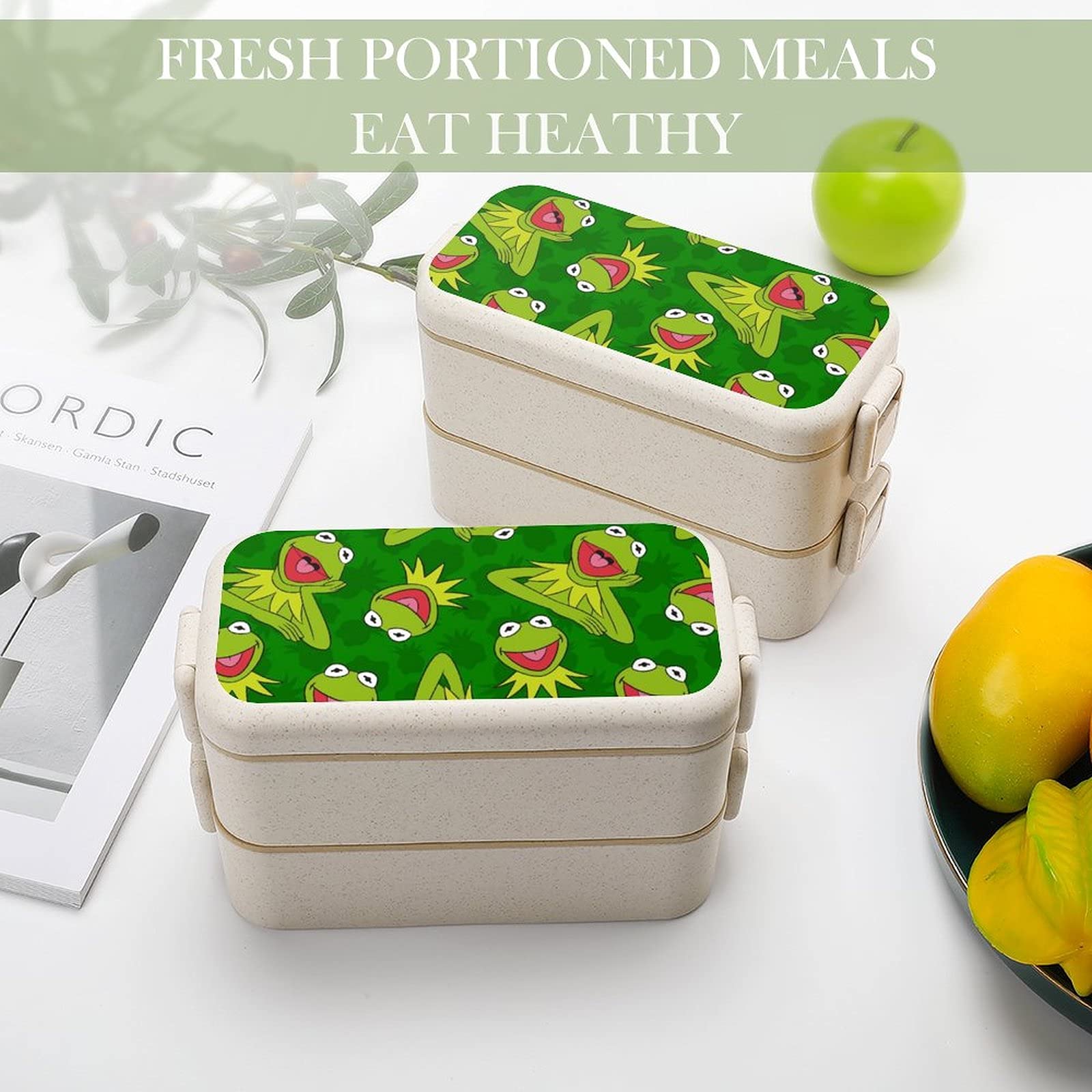 Amazon カーミット弁当箱 メンズ用 2段 ランチボックス 女性 こども 保温 保冷 Danesi 電子レンジ対応 フォーク 仕切付 柄杓付き 弁当ボックス Danesi 弁当箱