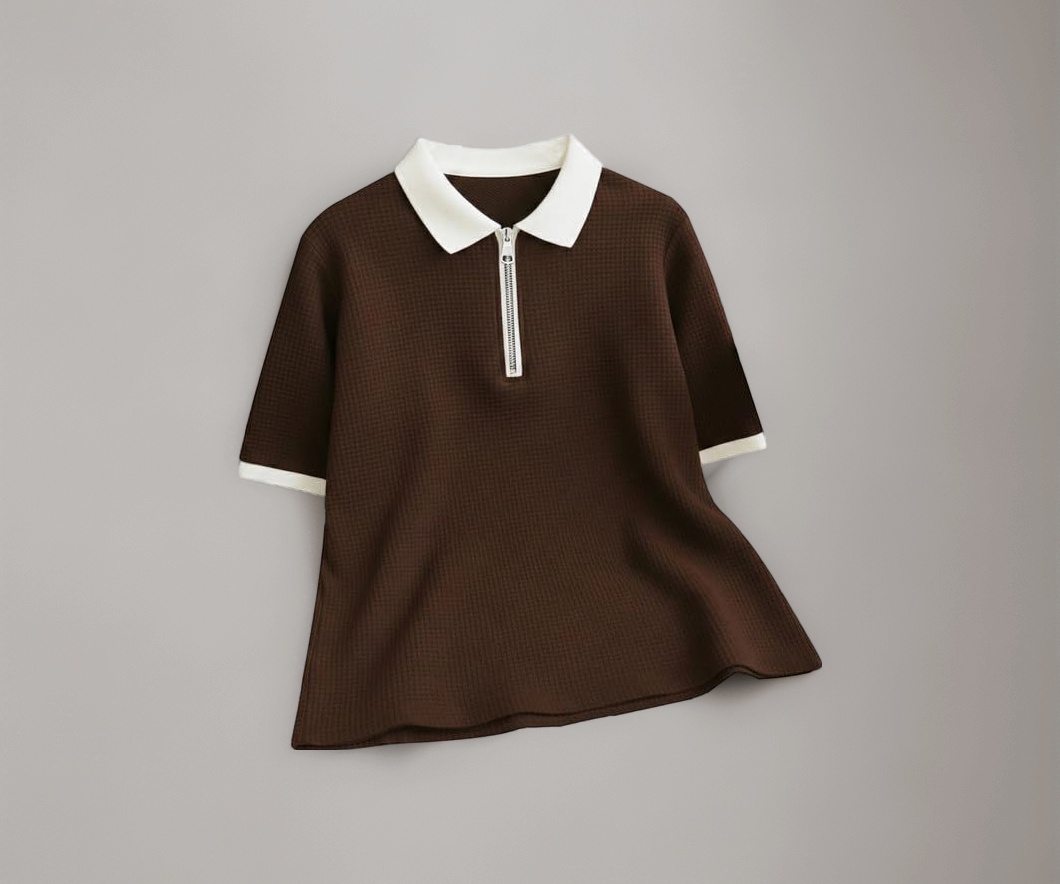 AUSK Men's Solid Textured Knit Polo - Image 1