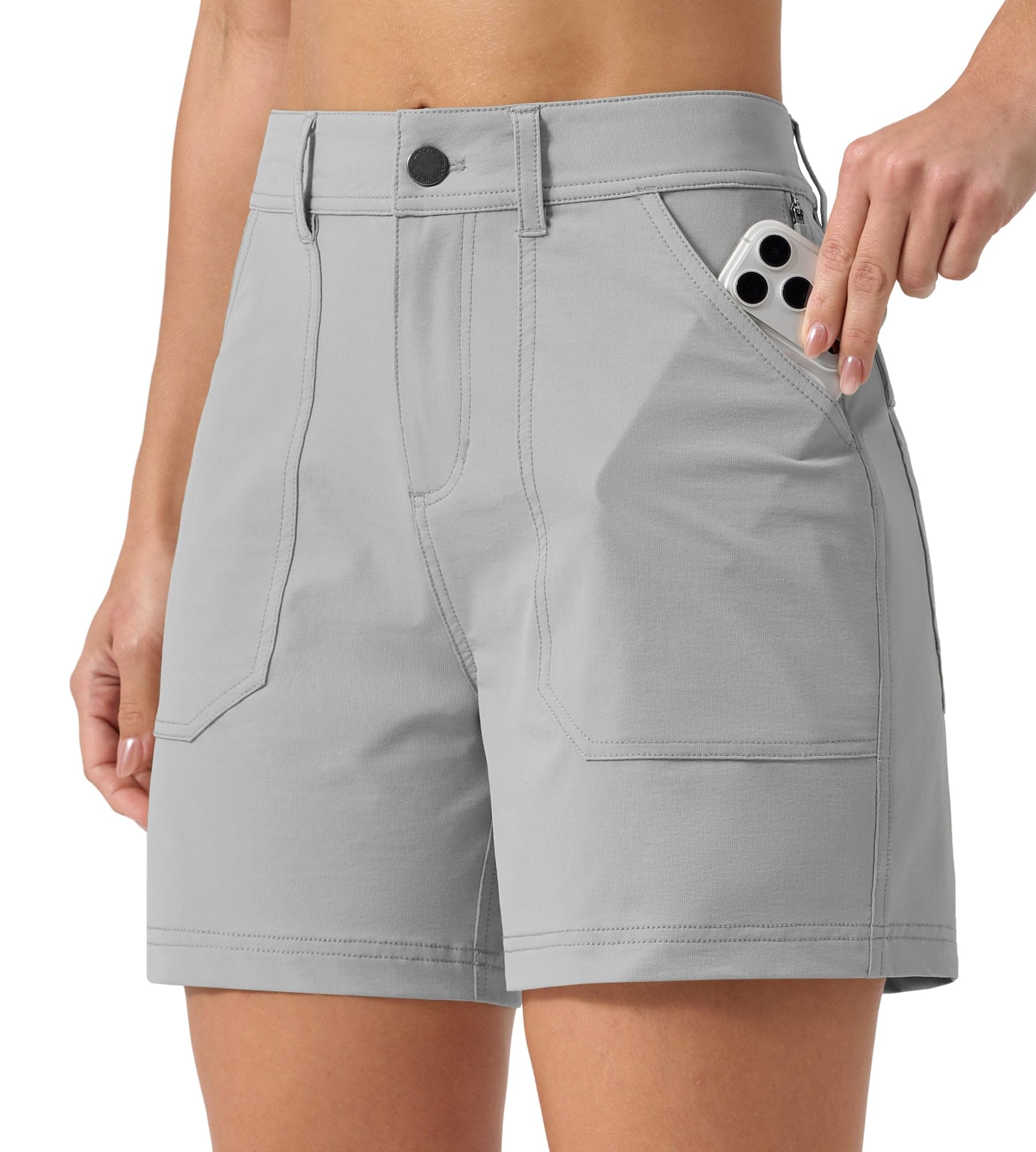 WILLIT Short de randonnée pour femme - Séchage rapide - Élastique - Imperméable - 13 cm - Avec poches