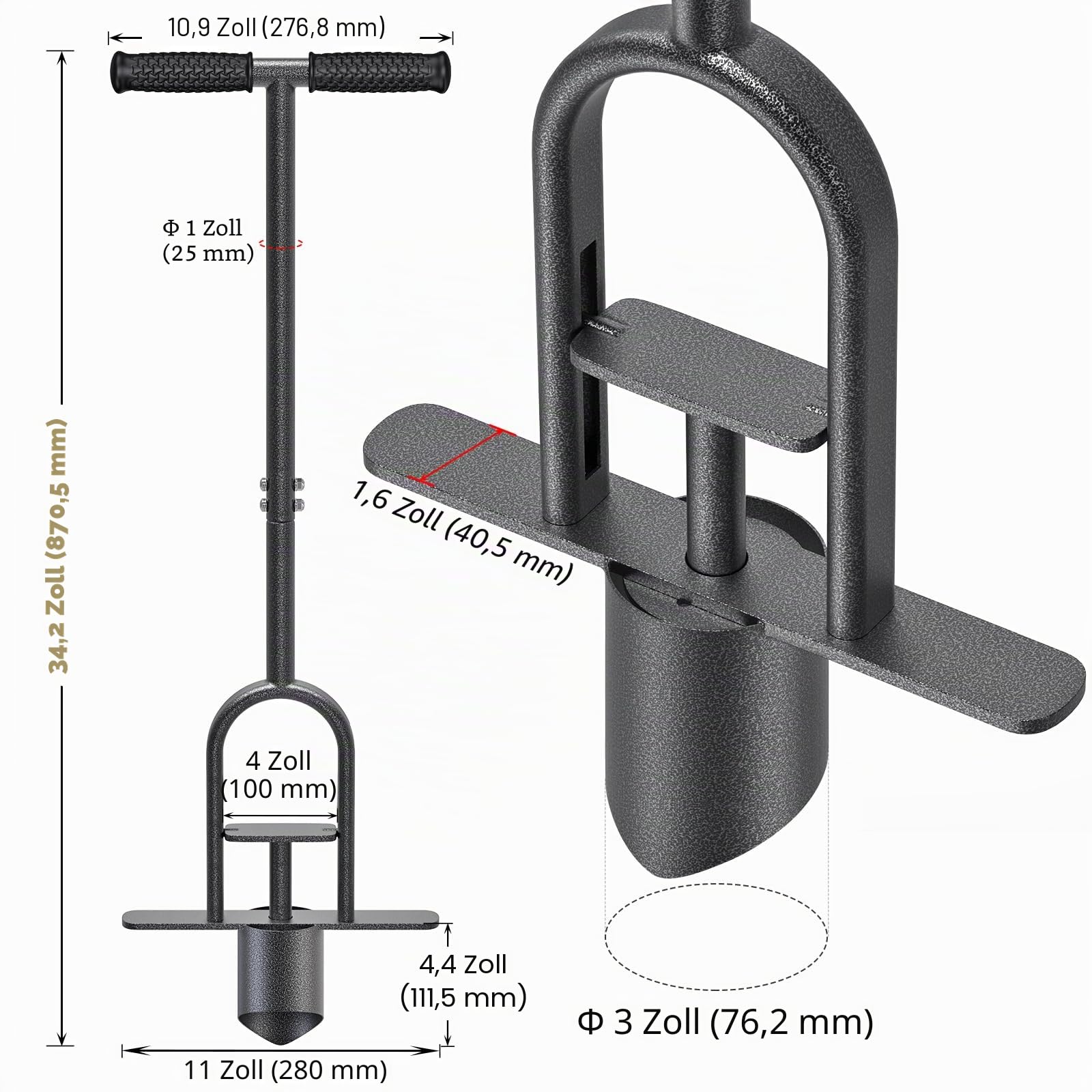 BeneLabel Zwiebelpflanzer, 87cm Blumenzwiebel Pflanzwerkzeug Langstiel Federform Tulpen Narzissen Rasenlocher Ausstecher 11.5cm Tiefe Einpflanzhilfe mit Auslöseautomatik für Verdichtete Erde