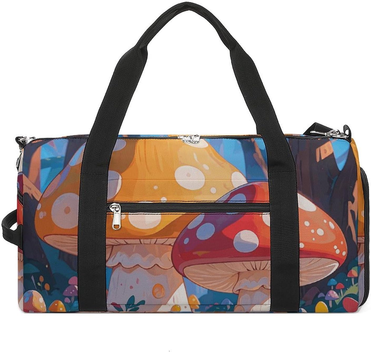 Gym Bag for Men Travel Duffle Bag Cartoon Mushroom Forest Tote Bag Weekender Duffel Bag Weekender Bag for Sports