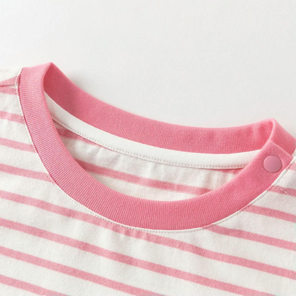 CYBHSM - Camisetas de verano con estampado de dibujos animados para niñas, camisetas de algodón de manga corta para niños, ropa casual al aire libre