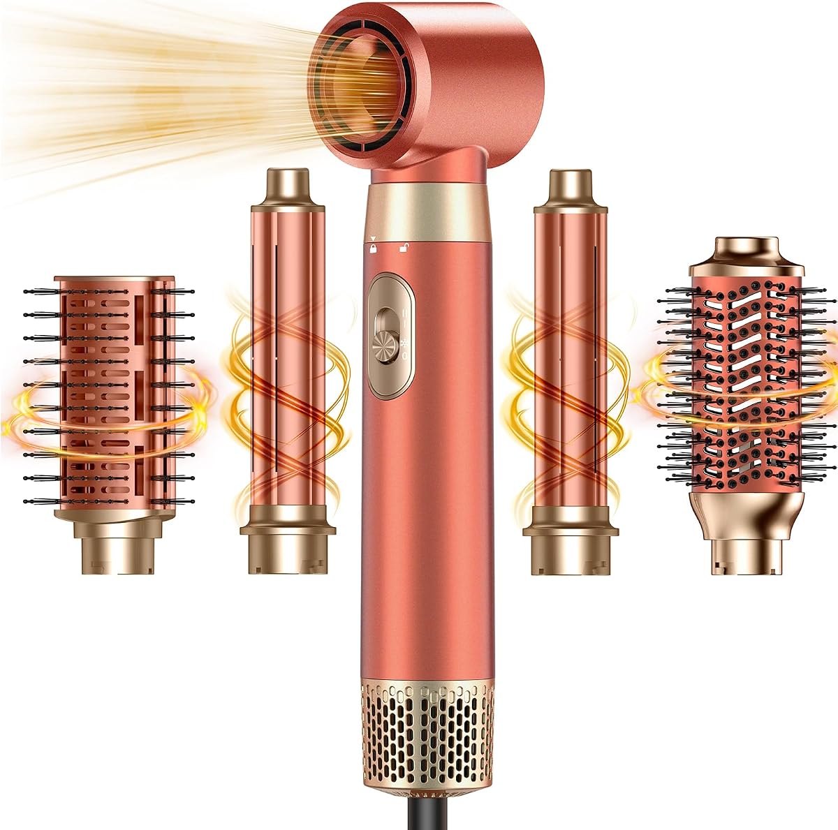 Cepillo para secador de pelo 5 en 1, estilizador de aire caliente múltiple desmontable para todas las ocasiones | Actualizar el cepillo para secador de pelo y secador de pelo y cepillo de envoltura y paleta de rizado de aire, herramientas de estilo de aire caliente alisador voluminizador