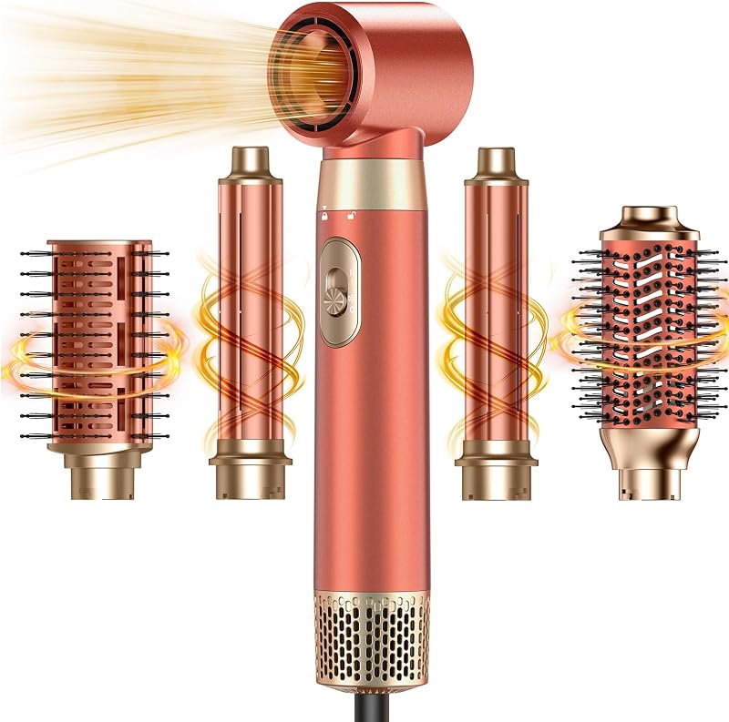 Cepillo para secador de pelo 5 en 1, estilizador de aire caliente múltiple desmontable para todas las ocasiones | Actualizar el cepillo para secador de pelo y secador de pelo y cepillo de envoltura y paleta de rizado de aire, herramientas de estilo de aire caliente alisador voluminizador