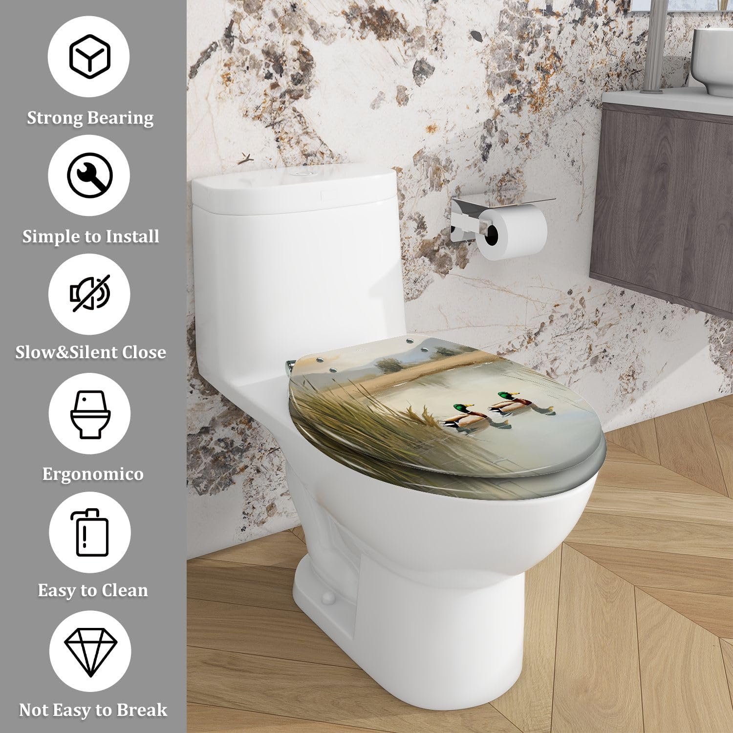 Asiento de inodoro alargado de resina HomeMart para baño
