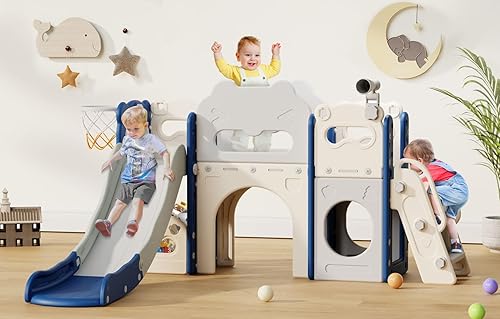 Miniatura 8 de Juego de tobogán Babytronic para niños pequeños, 8 en 1, tobogán para interiores y exteriores para niños de 1 a 3 años, juego para niños pequeños