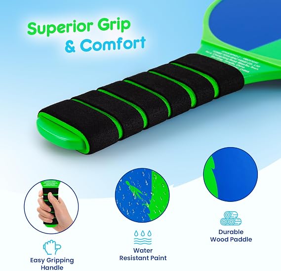 U&C Planet Beachball Set Paddle Ball Game Wooden Beach Bat Set Racket Game for Children&Family Paddles&Balls Play Toys for Garden Beach Party