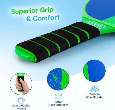 U&C Planet Beachball Set Paddle Ball Game Wooden Beach Bat Set Racket Game for Children&Family Paddles&Balls Play Toys for Garden Beach Party
