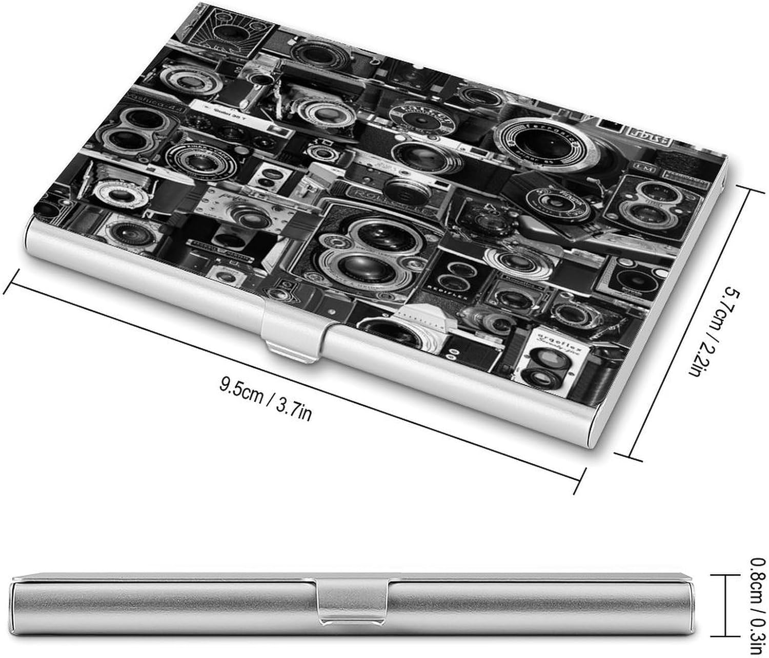 Vintage Camera Business Card Holder Slim Aluminum Alloy Name Card Holder Professional Name Card Case Personalized Business Card Wallet Minimalist Pocket Metal Case for Women Men image 2