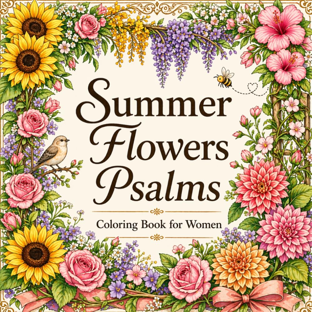 Summer Flowers Psalms Coloring Book for Women: 31 Inspirational Bible Verses for Peace, Healing and Joy (The Seasons in Psalms and Flowers)