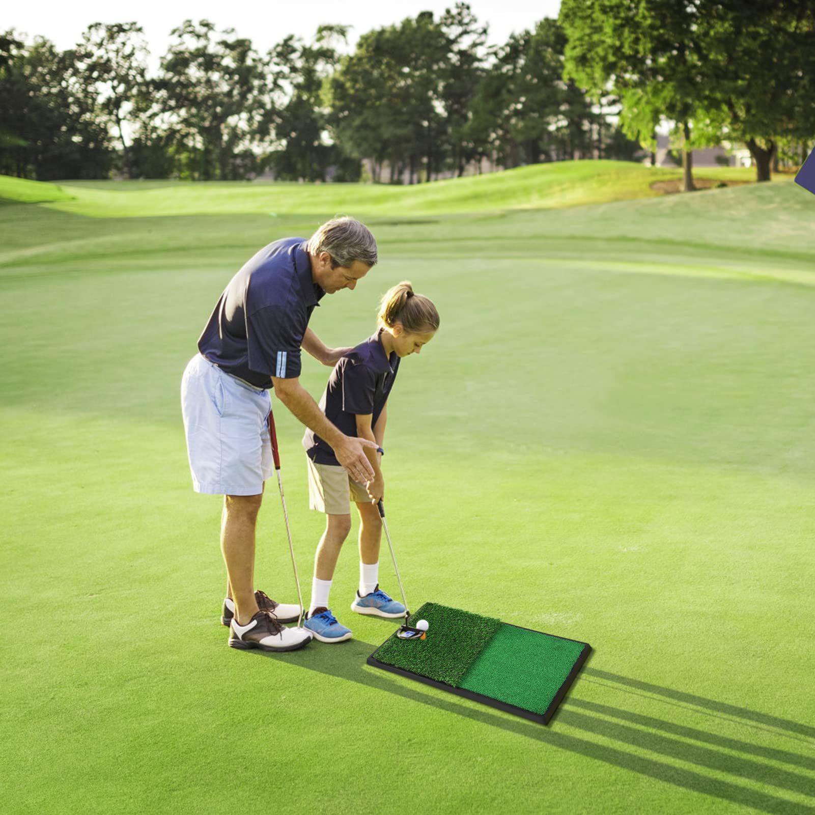 Tapis de Golf, Tapis de Portable Tapis d'entraînement Pratique de Tapis 2 Couleurs Herbe de Jardin, Extérieur Entraînement Pratique Frappant Le Coussin de Coussin en Fausse Herbe