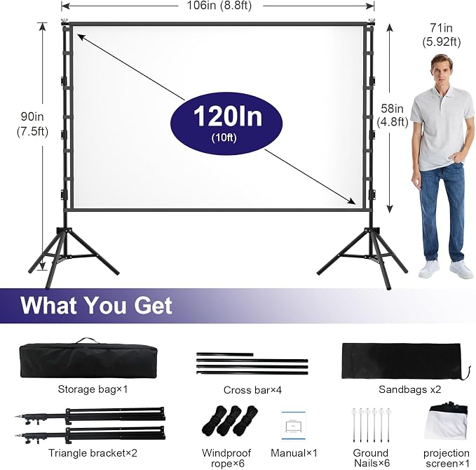 Pantalla para proyector con soporte 120 pulgadas miniatura 2