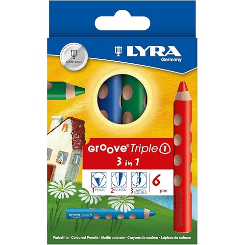 Lyra Groove Triple 3 in 1 Color Pencil Set, Pack of 6 (Japan Import)