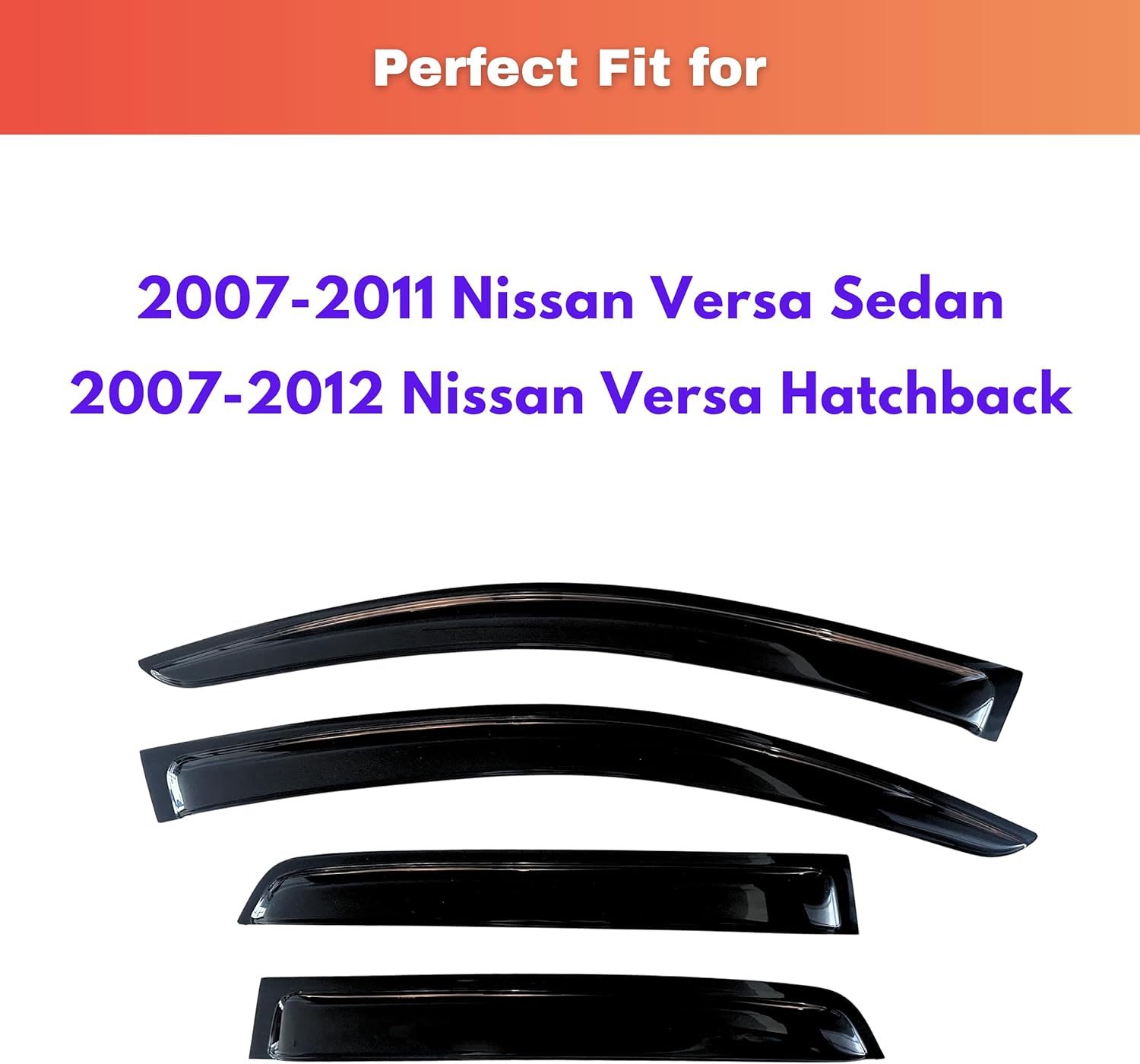 KPY Rain Guards Fit for 2007-2011 Nissan Versa Sedan, Out-Channel Window Visors Vent Wind Deflectors 4PC, Car Accessories for 2007-2012 Nissan Versa Hatchback