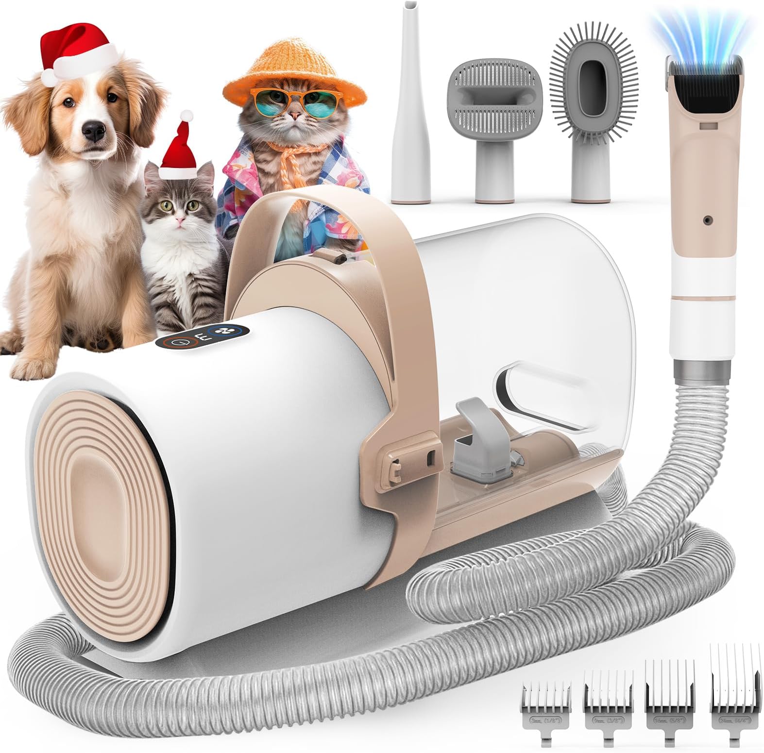 FIXRDog Grooming Vacuum & Dog Hair Vacuum, 11000Pa Suction Power Dog Vacuum for Shedding Grooming, Pet Vacuum Grooming Kit with 4 Grooming Tools, Low Noise, 2.5L, Perfect for Pet Hair Grooming, PG50