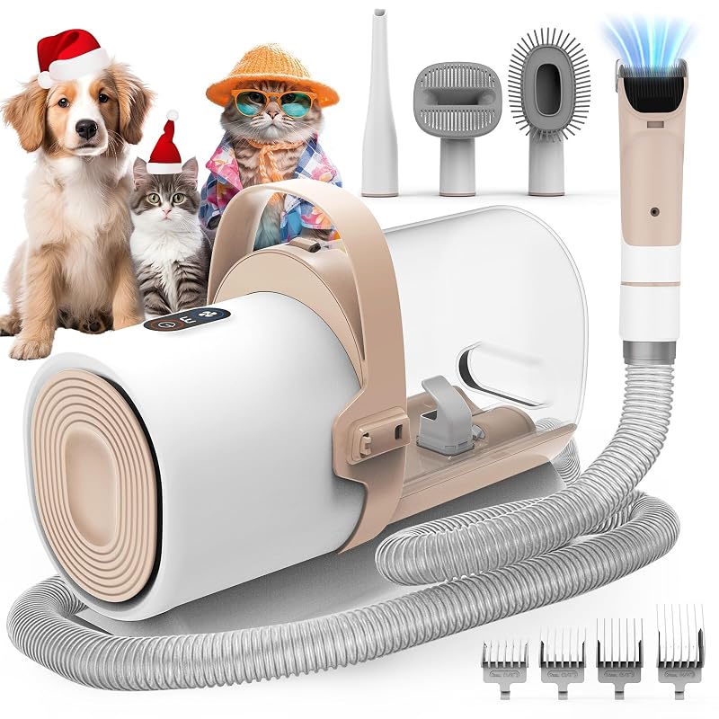 Máquina de Tosa Elétrica com Aspirador para Cães FIXR PG50, 11000 Pa, Pink