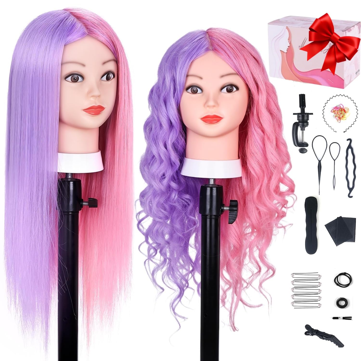 MYSWEETY Mannequin Head with Hair, Doll Head for Hair Styling, 26" Manikin head with 70% Real Human Hair Cosmetology Makeup Hairdressing Training Head