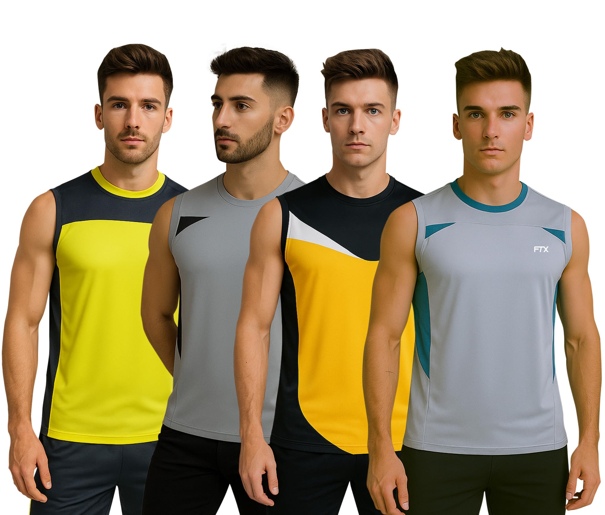ftx Drifit Colorblock Sleeveless Activewear Sports Tshirt for Men (Pack of 4)-picture-17
