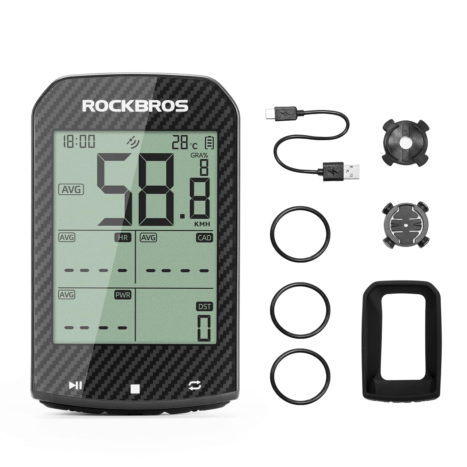 Komputer rowerowy ROCKBROS GPS z wyświetlaczem LCD o przekątnej 2,9 cala, ANT+ i Bluetooth 5.0