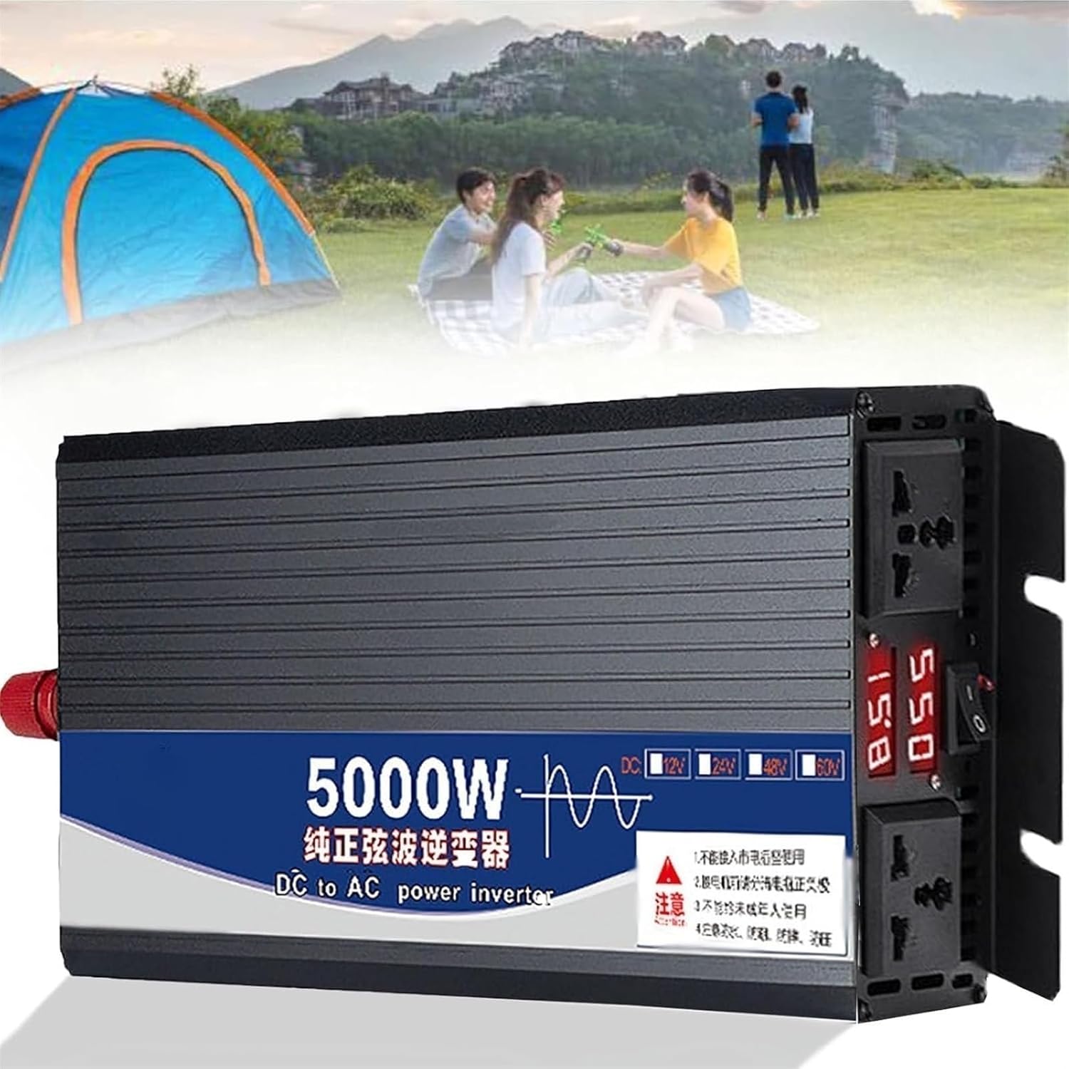 3500W 4000W 5000W Pure Sine Wave Solar Inverter DC 12V 24V 48V 60V 72V to AC 110V 220V Power Converter for Home, RV, Truck, Car - High Efficiency Voltage Transformer