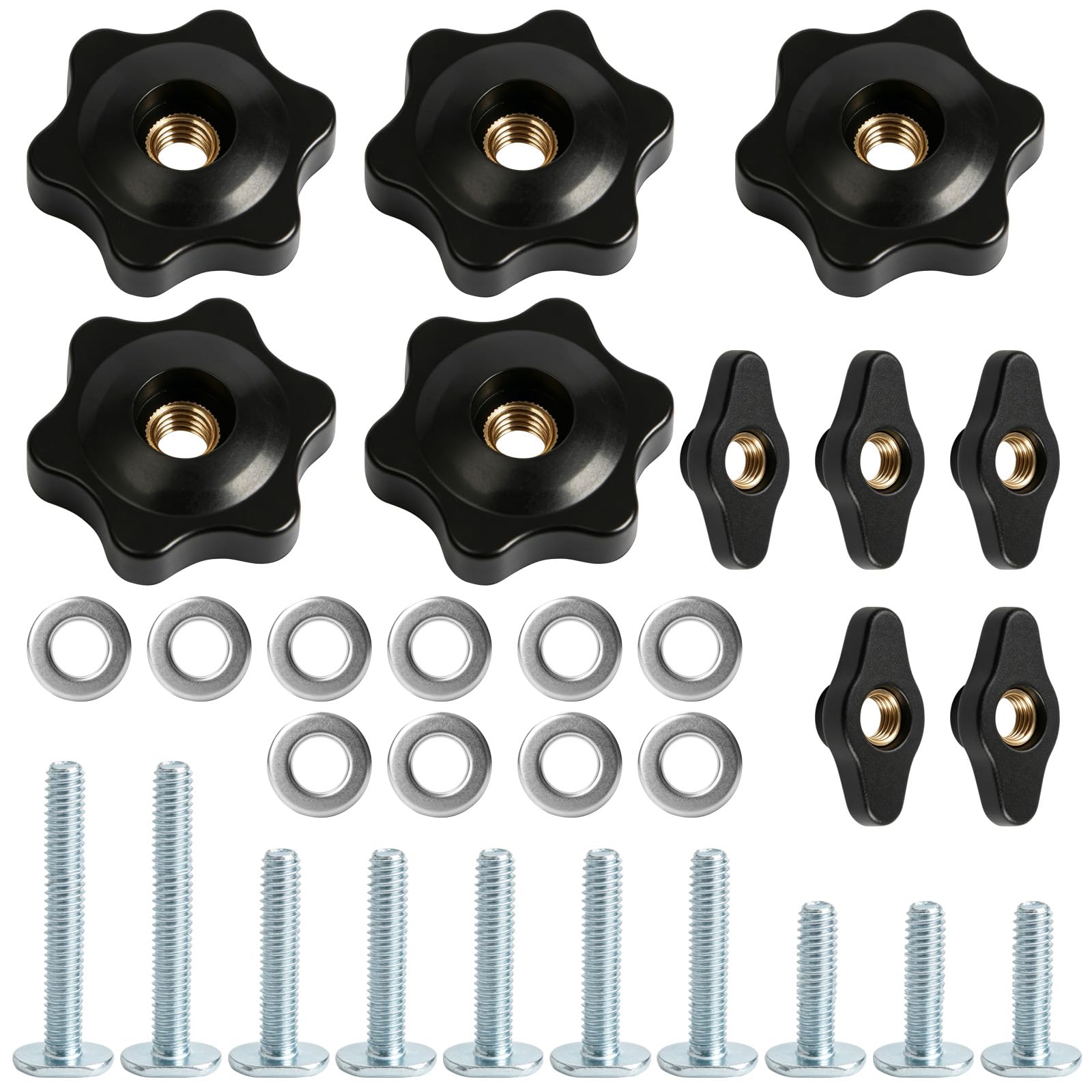 30Pcs T Track Bolts & Knobs Kit, 1/4"-20 T Slot Accessories