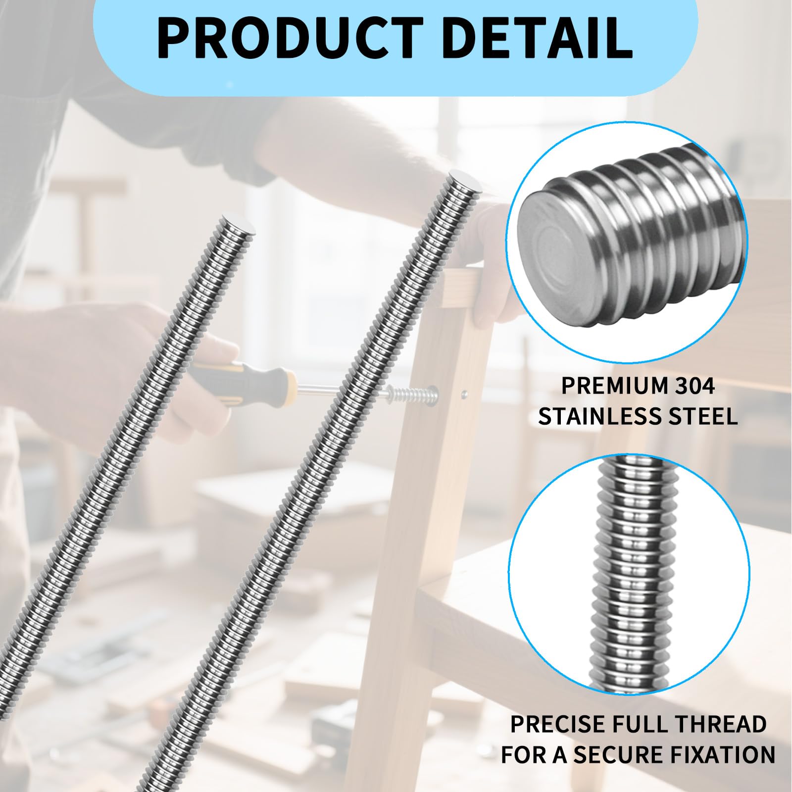 Stainless Steel Threaded Rods - 5 Pack M6 -4 Stainless Steel Threaded Rods - 5 Pack M6 -4
