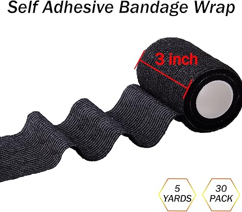 Miniatura 9 de BQTQ 30 rollos de vendajes elásticos autoadhesivos de 2 pulgadas para esguinces de hinchazón de muñeca y tobillo (negro)