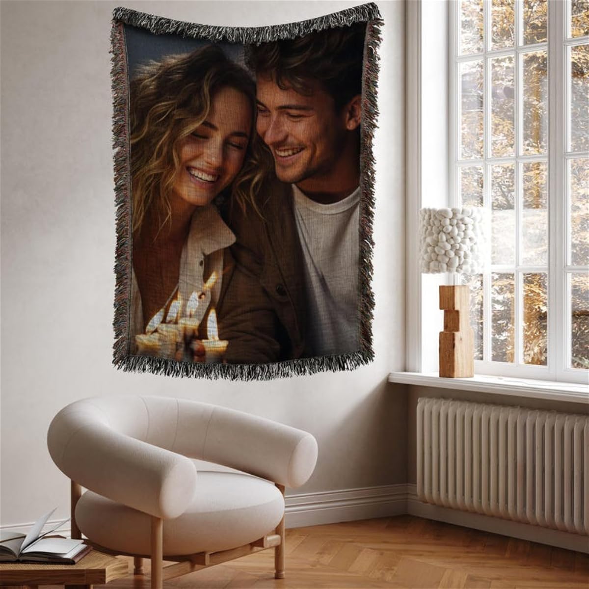 Personalisierte Baumwoll-Überwurfdecke, personalisiertes Foto, gewebte Baumwolldecke, gewebte Decke mit individuellem Foto (150 x 200 cm)
