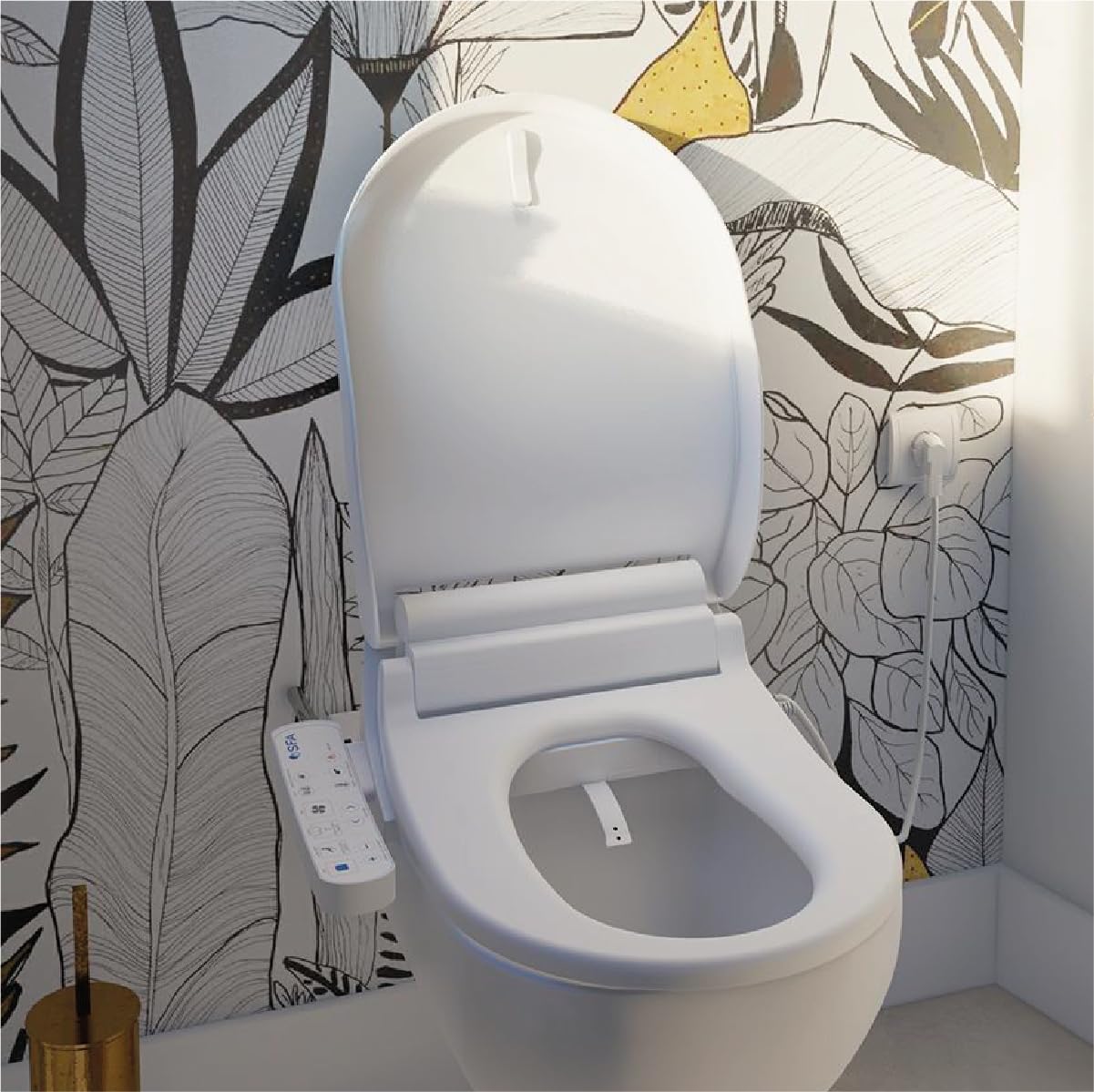 SFA - Saniseat - Abattant Déclipsable Pour WC - Lavant Et Séchant - Douchette Double Buses Et Ventilateur Air Chaud - Nettoyage Automatique - Compatible Cuvettes Standards - Made In France