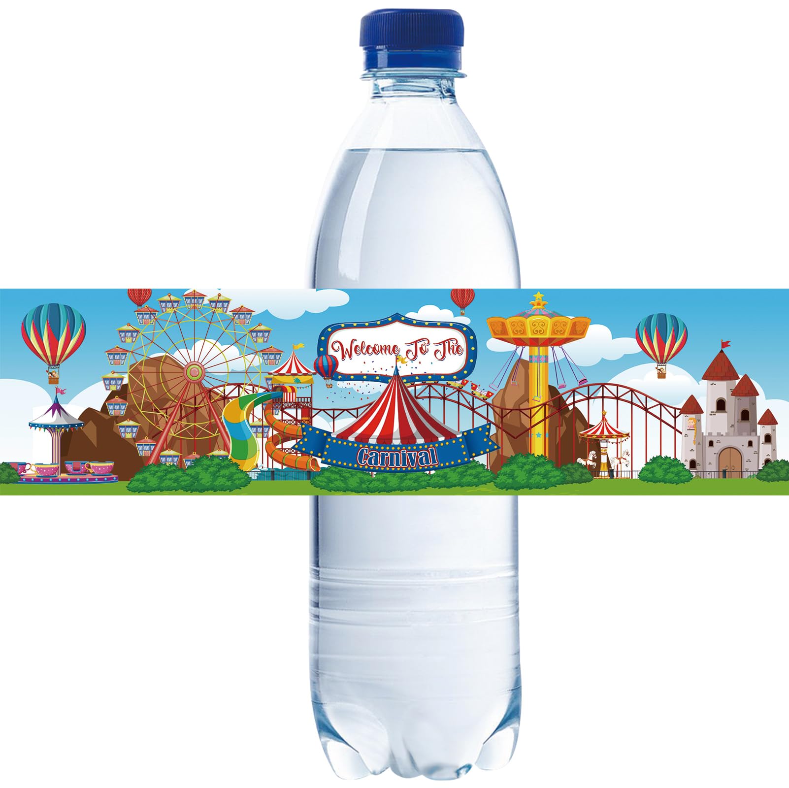 32pcs Circus Carnival Water Bottle Labels, Welcome to The Carnival Bottle Wrappers for Circus Baby Shower, Carnival Themed Water Bottle Stickers,