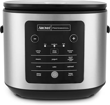 AROMA® 20-Cup Slow Cook Rice Cooker and Brown Rice Cooker with Lift-Out Pot Handles and Silicone Storage Lid — PFAS-Free Core